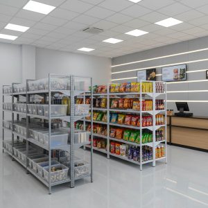 ZAYA ABADI - Distributor Rak besi siku, rak gondola minimarket, meja kasir, dan backwall